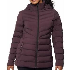 32 Degree Heat Plum Purple Hooded Puffer Jacket Full Zip W/ Pockets Size Small